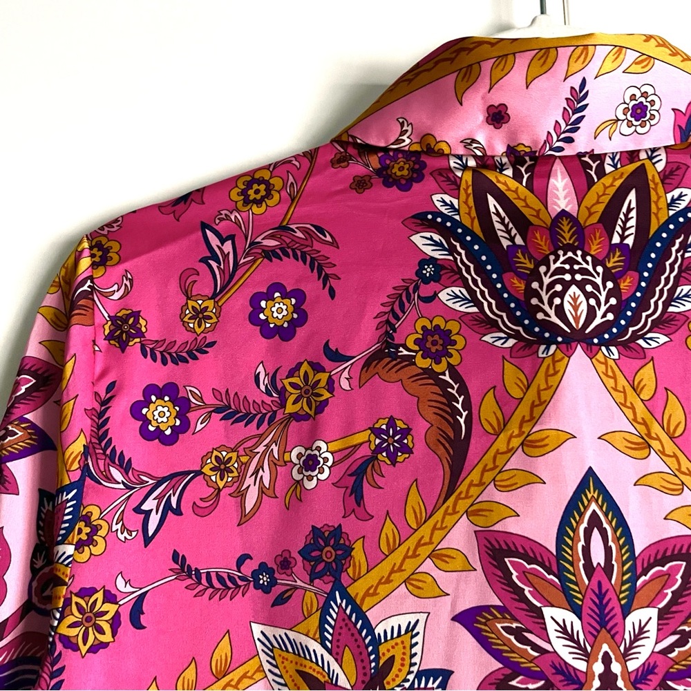 Rachel Zoe Satin Floral Paisley Button Down Blouse in Pink Multi Size S NWT - Picture 16 of 16